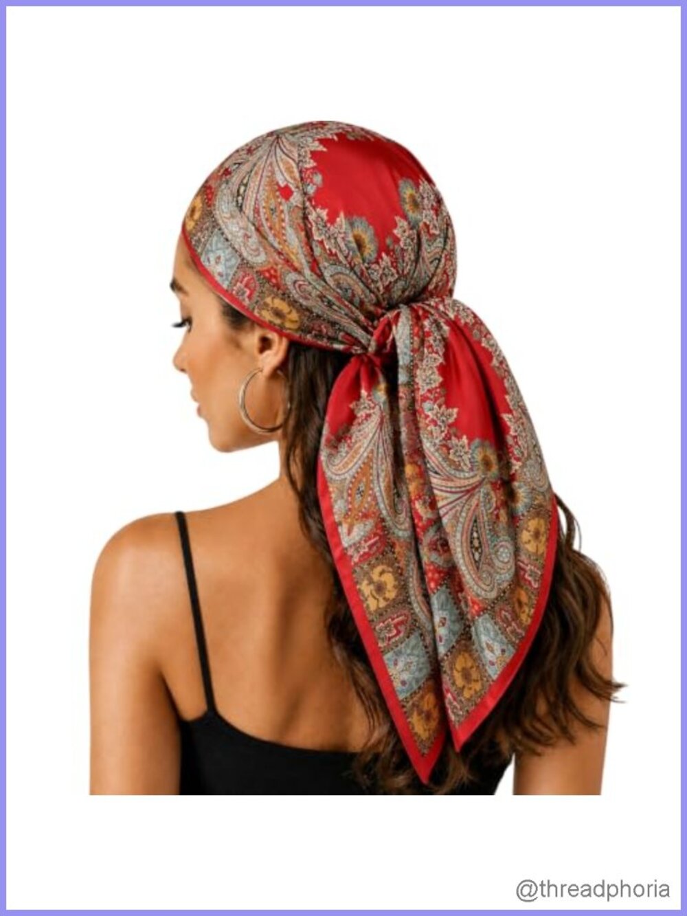 Women's Polyester Satin Square Scarf 35x35 Boho Head Neck Scarf Bandana